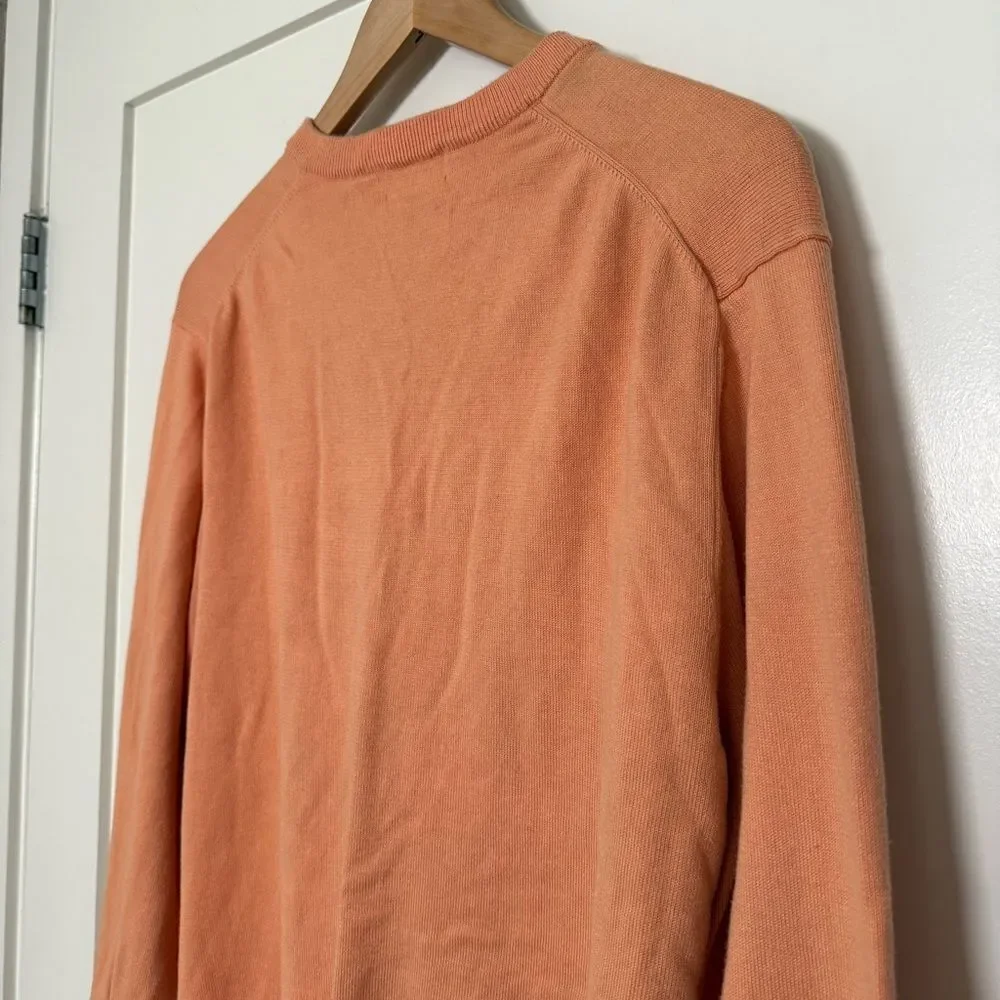 Brooks Brothers 346 Sweater Mens Large Peach 100% Supima Cotton V Neck Preppy